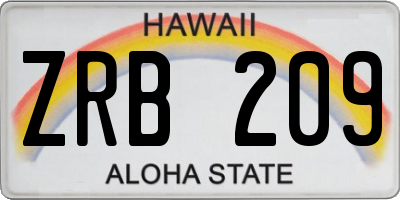 HI license plate ZRB209