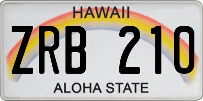 HI license plate ZRB210