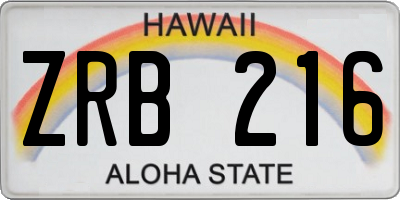 HI license plate ZRB216