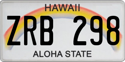 HI license plate ZRB298
