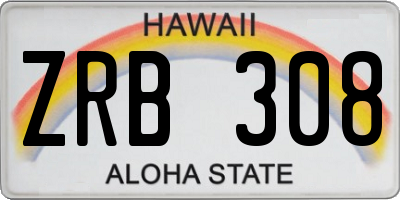 HI license plate ZRB308
