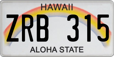 HI license plate ZRB315