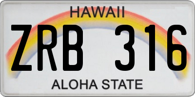 HI license plate ZRB316