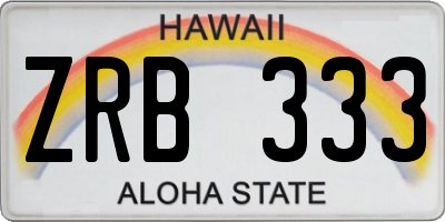 HI license plate ZRB333