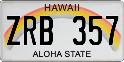 HI license plate ZRB357