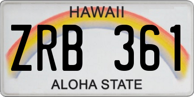 HI license plate ZRB361