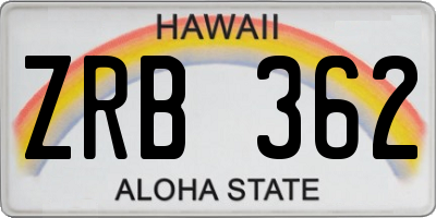 HI license plate ZRB362
