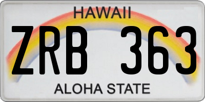 HI license plate ZRB363