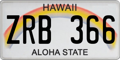 HI license plate ZRB366