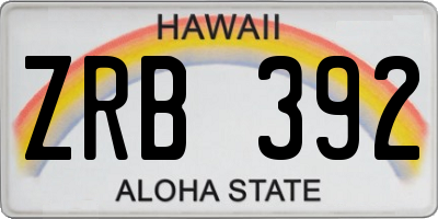 HI license plate ZRB392