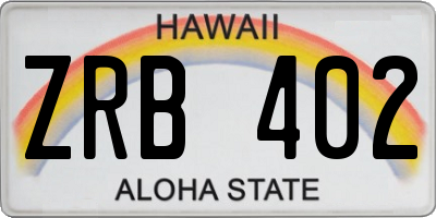 HI license plate ZRB402