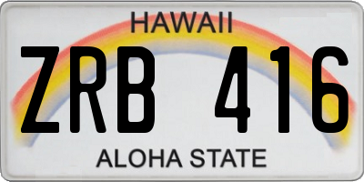 HI license plate ZRB416