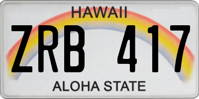 HI license plate ZRB417