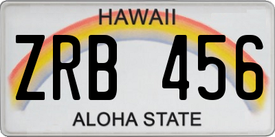 HI license plate ZRB456