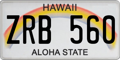 HI license plate ZRB560
