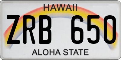 HI license plate ZRB650