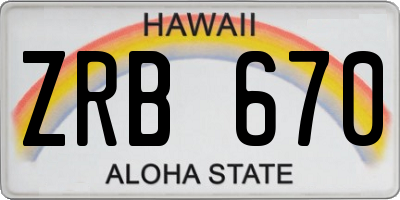 HI license plate ZRB670