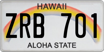 HI license plate ZRB701