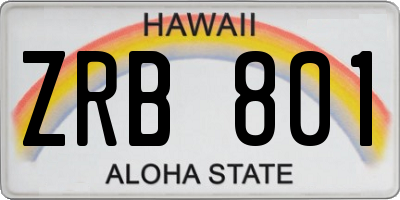 HI license plate ZRB801