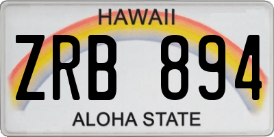 HI license plate ZRB894
