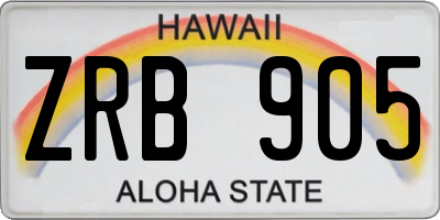 HI license plate ZRB905