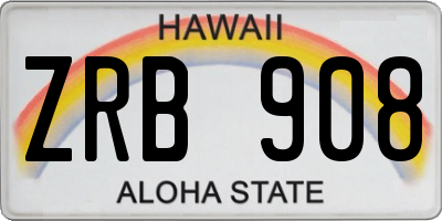 HI license plate ZRB908
