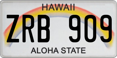HI license plate ZRB909