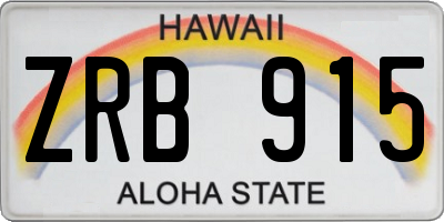 HI license plate ZRB915