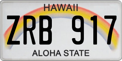 HI license plate ZRB917