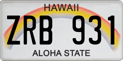 HI license plate ZRB931