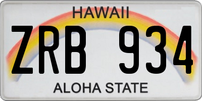 HI license plate ZRB934