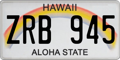 HI license plate ZRB945