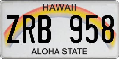 HI license plate ZRB958