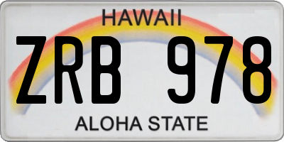 HI license plate ZRB978