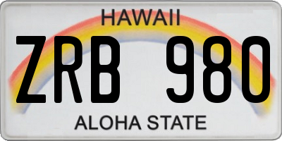 HI license plate ZRB980