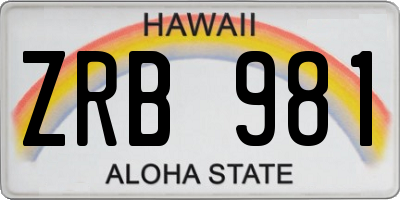 HI license plate ZRB981