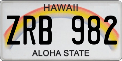 HI license plate ZRB982
