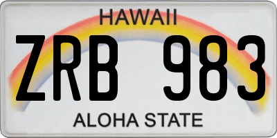 HI license plate ZRB983