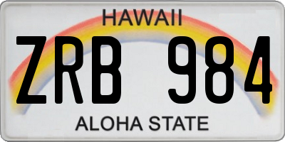 HI license plate ZRB984