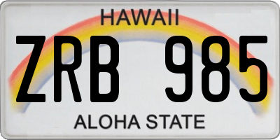 HI license plate ZRB985
