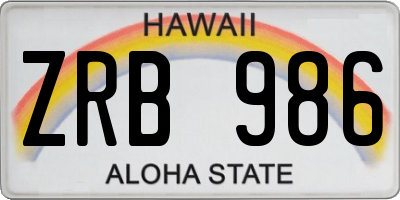 HI license plate ZRB986