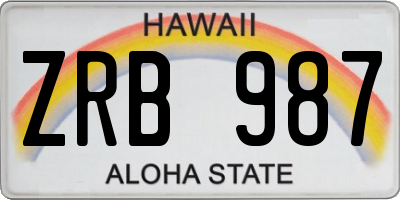 HI license plate ZRB987