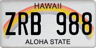 HI license plate ZRB988