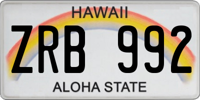 HI license plate ZRB992
