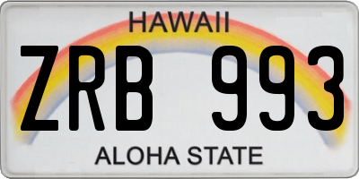 HI license plate ZRB993