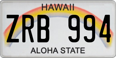 HI license plate ZRB994