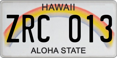 HI license plate ZRC013