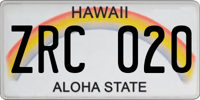 HI license plate ZRC020