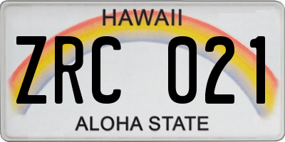 HI license plate ZRC021
