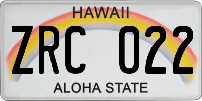 HI license plate ZRC022